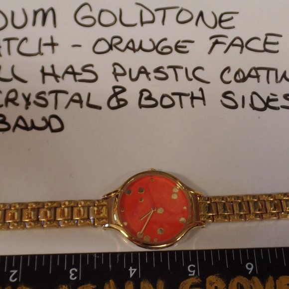 Boum Golftone Orange Face Watch 8" Pre Owned Condi - Picture 4 of 11